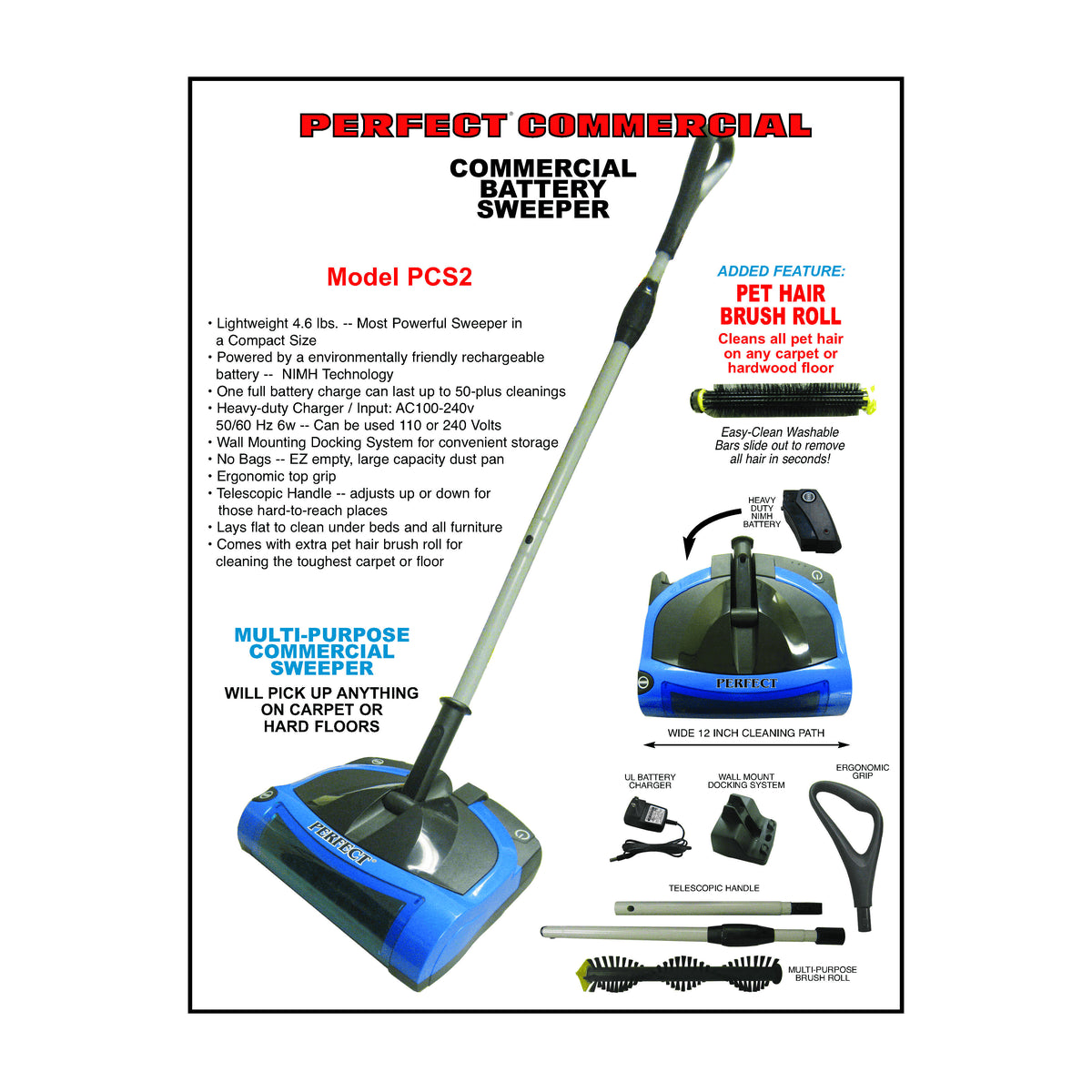 PCS2 Perfect Battery Carpet Sweeper