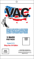 VAC 38 - SHOP VAC 5-8 Gallon H-10 HEPA Filtration Vacuum Bag - 3 Bags