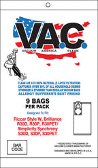 VAC 53 - RICCAR Style W Brilliance R30D/R30P SIMPLICITY Synchrony S30D H-10 HEPA Vacuum Bag - 9 Bags