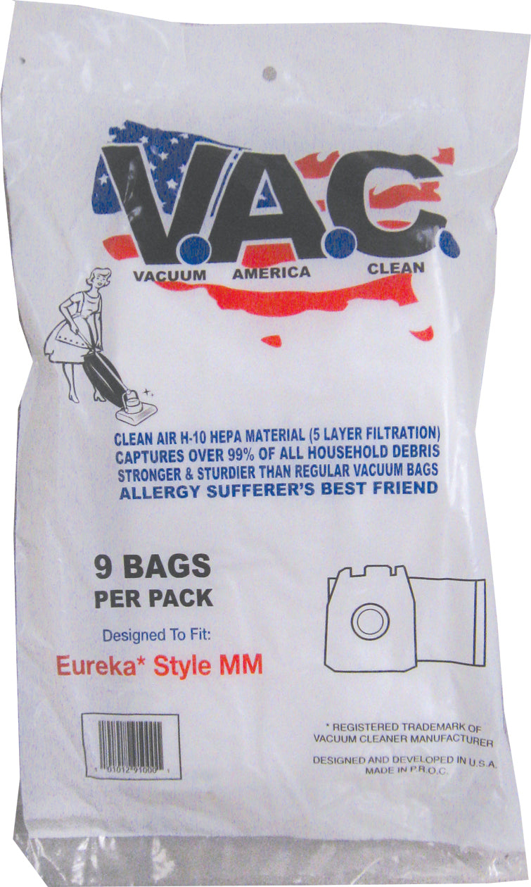 VAC 13 - EUREKA Style MM H-10 HEPA Filtration Vacuum Bag - 9 Bags