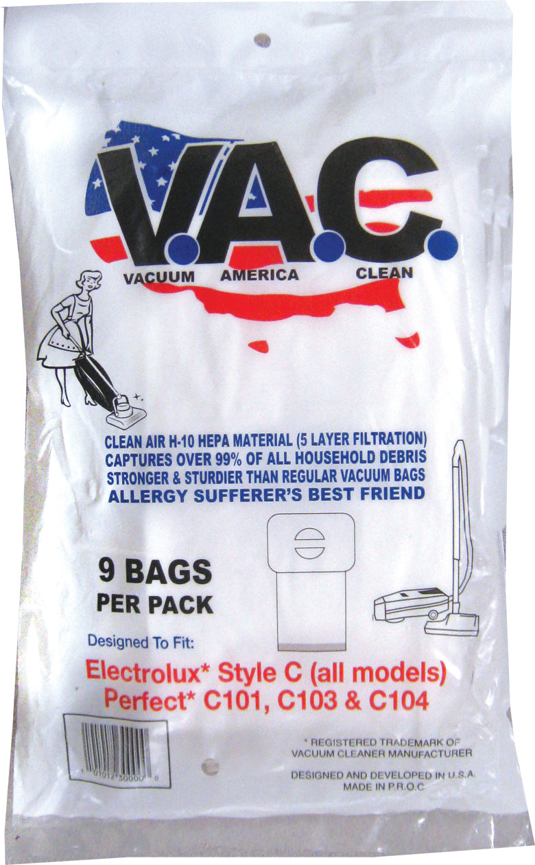 VAC 15 - PERFECT C101/C103 ELECTROLUX Canister Type C H-10 HEPA Vacuum Bag - 9 Bags