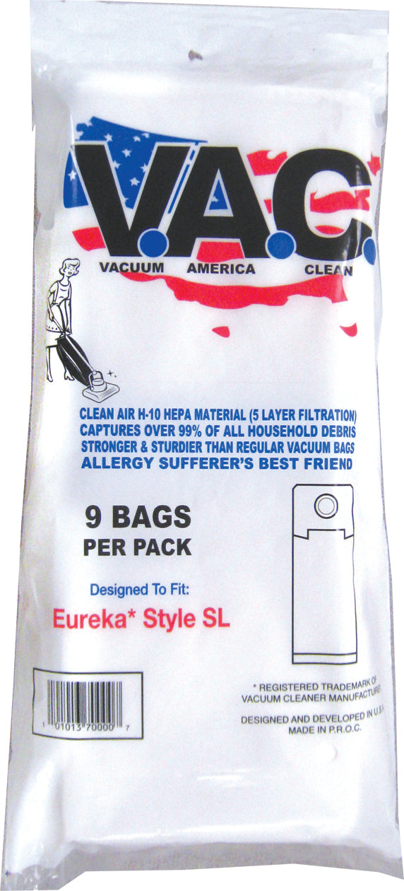 VAC 25 - EUREKA Style SL H-10 HEPA Filtration Vacuum Bag - 9 Bags