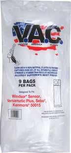 VAC 2 - WINDSOR Sensor / SEBO Upright H-10 HEPA Filtration Vacuum Bag - 9 Bags