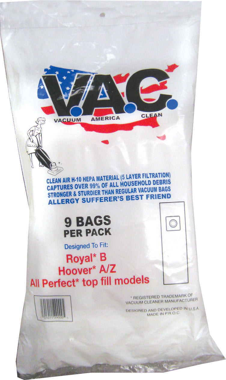 VAC 7 - PERFECT P103/P104/P107/P108 ROYAL Style B H-10 HEPA Vacuum Bag - 9 Bags