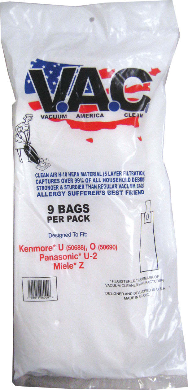 VAC 10 - HOOVER Style Y All Windtunnel and Tempo H-10 HEPA Vacuum Bag - 9 Bags